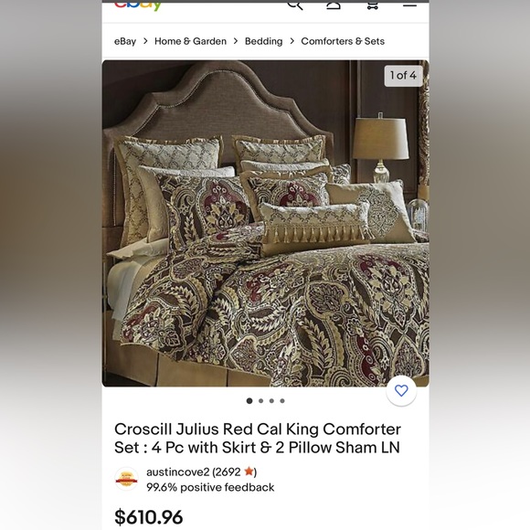 Croscill Julius California King Comforter, - Picture 7 of 7